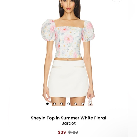 Bardot Floral Crop Top - Pink and Green - Picture 3 of 3